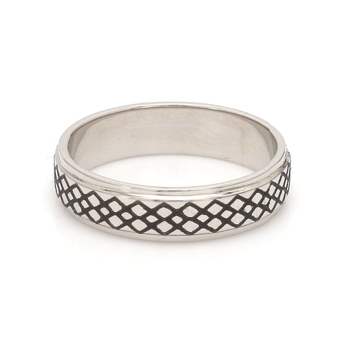 Criss-cross Pattern with Enamel Platinum Unisex Ring JL PT 5945-A