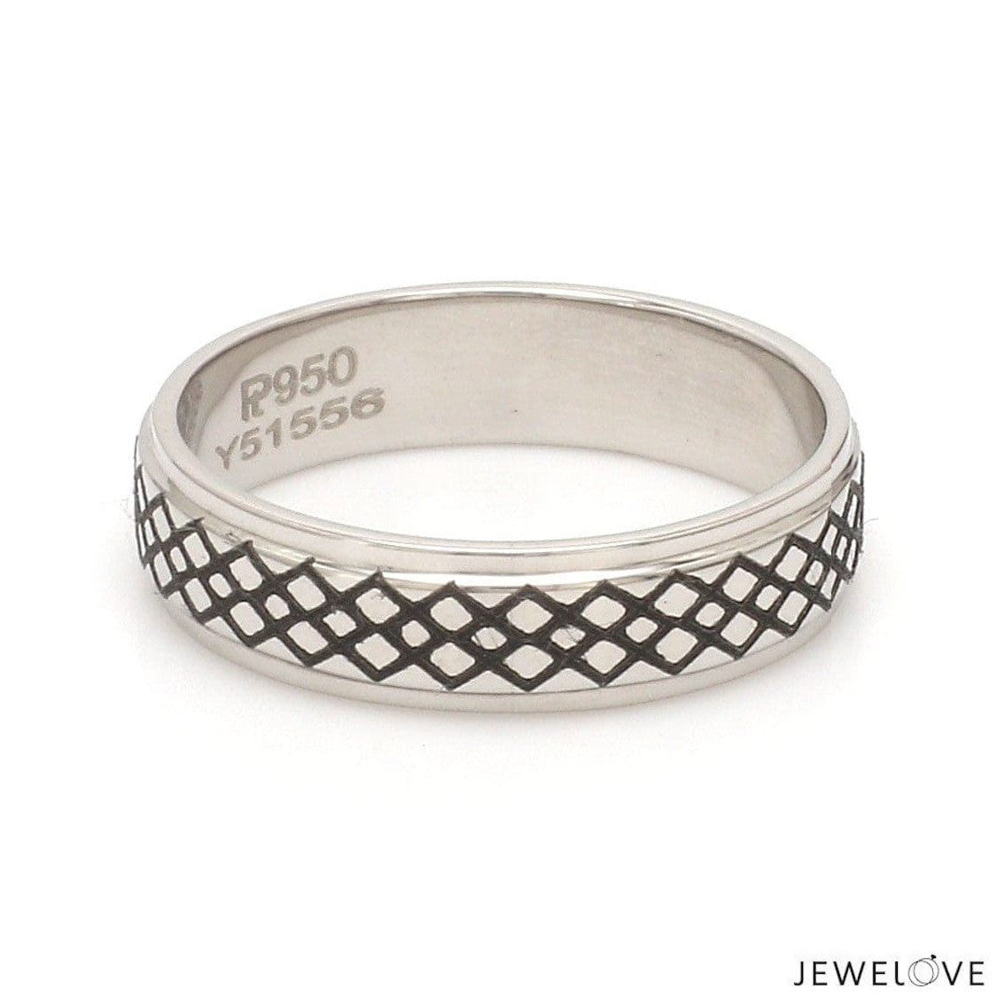 Criss-cross Pattern with Enamel Platinum Unisex Ring JL PT 5945-A