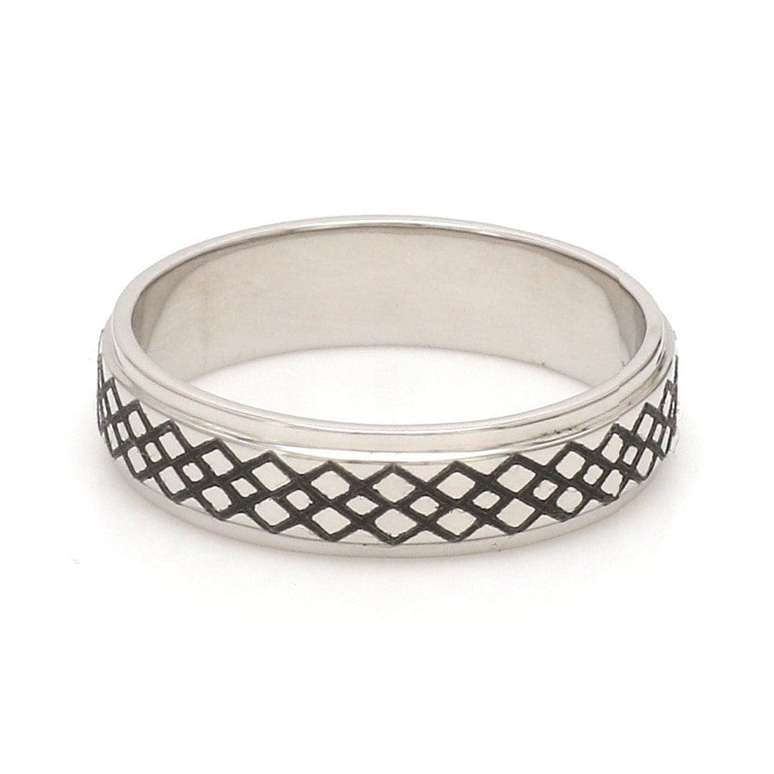 Criss-cross Pattern with Enamel Platinum Unisex Ring JL PT 5945-A