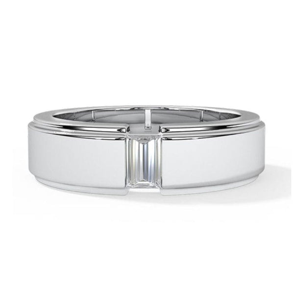 Emerald Cut Diamond Platinum Hi-Polish Ring for Men JL PT