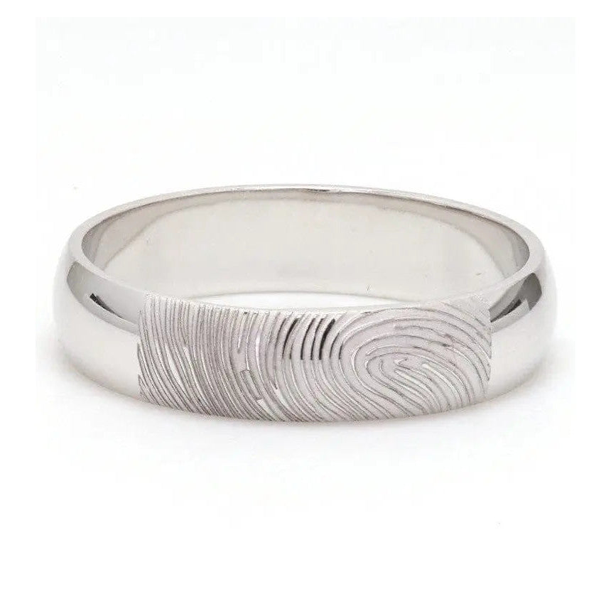 Customized Fingerprint Engraved Platinum Rings for Couples JL PT 270