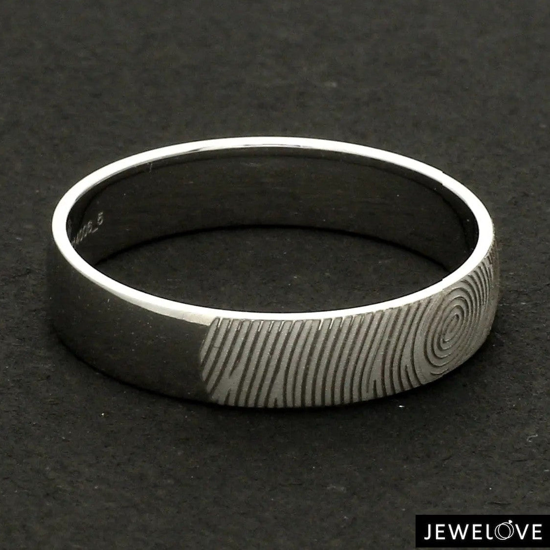 Customized Fingerprint Engraved Platinum Rings for Couples JL PT 270