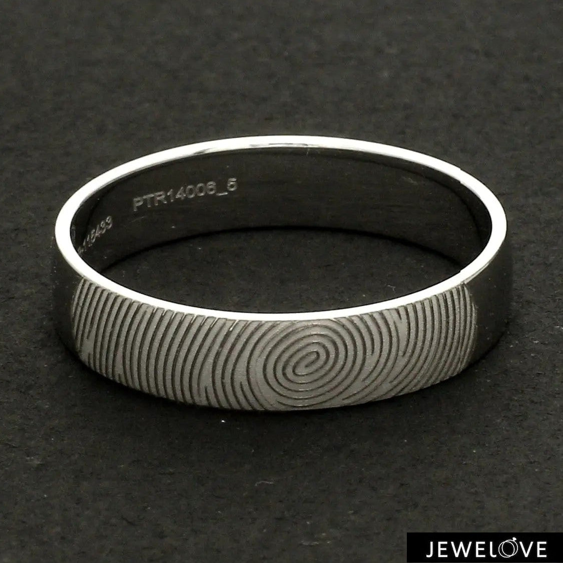 Customized Fingerprint Engraved Platinum Rings for Couples JL PT 270