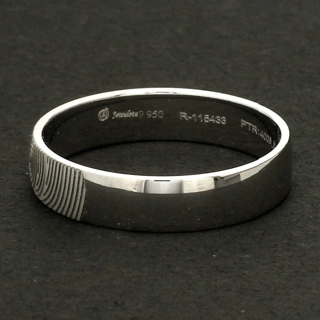 Customized Fingerprint Engraved Platinum Rings for Couples JL PT 270