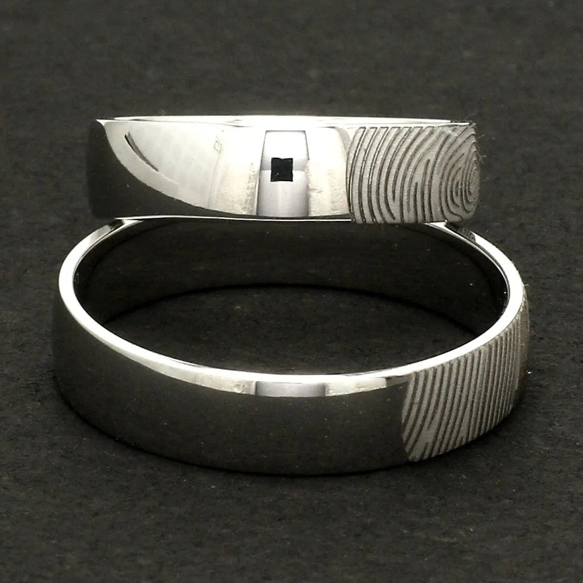 Customized Fingerprint Engraved Platinum Rings for Couples JL PT 270