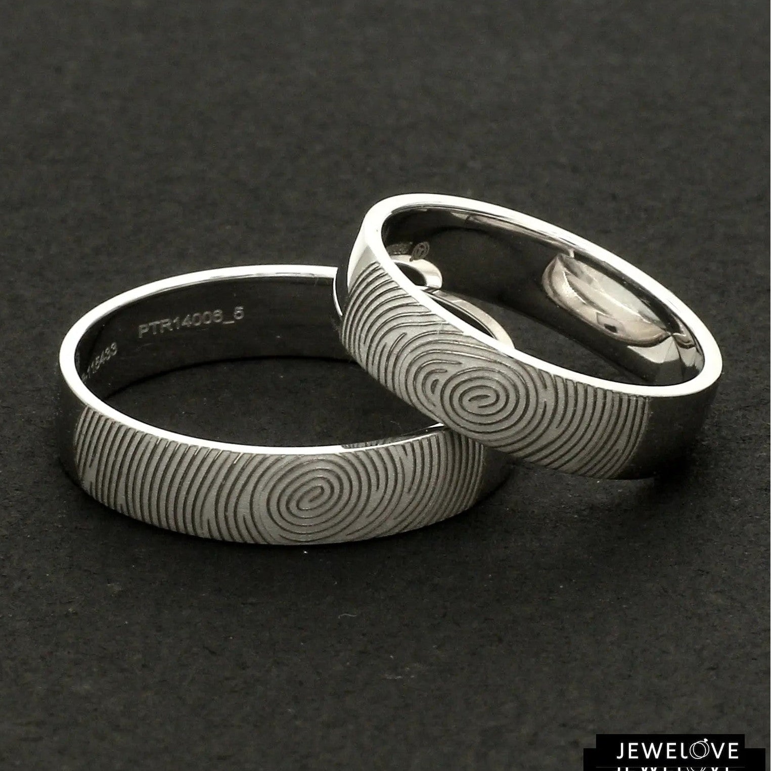 Customized Fingerprint Engraved Platinum Rings for Couples JL PT 270