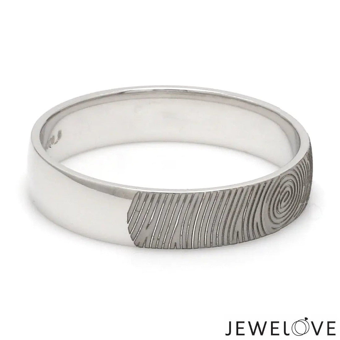 Customized Fingerprint Engraved Platinum Rings for Couples JL PT 270