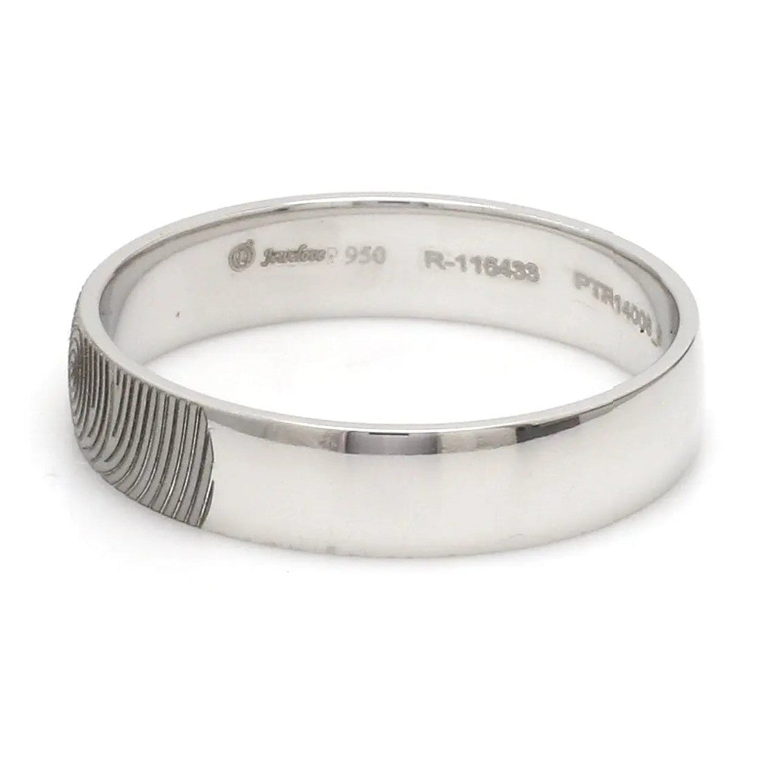 Customized Fingerprint Engraved Platinum Rings for Couples JL PT 270