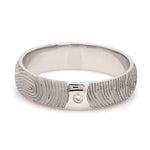 Load image into Gallery viewer, Customized Fingerprint Engraved Platinum Rings with Diamonds for Couples
