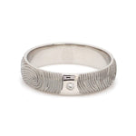 Load image into Gallery viewer, Customized Fingerprint Engraved Platinum Rings with Diamonds for Couples
