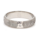 Load image into Gallery viewer, Customized Fingerprint Engraved Platinum Rings with Diamonds for Couples
