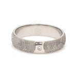 Load image into Gallery viewer, Customized Fingerprint Engraved Platinum Rings with Diamonds for Couples
