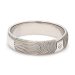 Load image into Gallery viewer, Customized Fingerprint Engraved Platinum Rings with Diamonds for Couples
