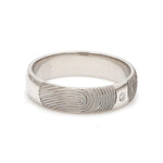 Load image into Gallery viewer, Customized Fingerprint Engraved Platinum Rings with Diamonds for Couples
