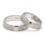 Load image into Gallery viewer, Customized Fingerprint Engraved Platinum Rings with Diamonds for Couples
