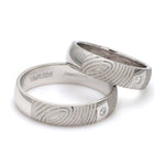 Load image into Gallery viewer, Customized Fingerprint Engraved Platinum Rings with Diamonds for Couples
