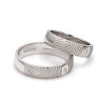 Load image into Gallery viewer, Customized Fingerprint Engraved Platinum Rings with Diamonds for Couples
