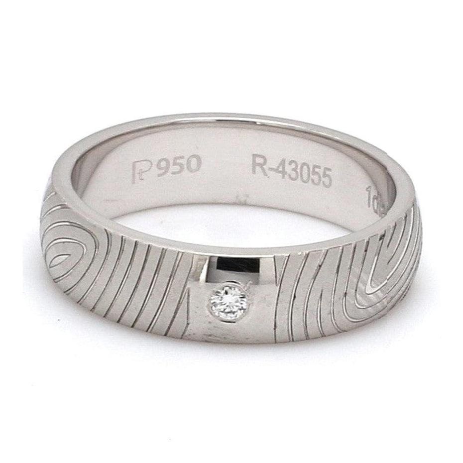 Customized Fingerprint Engraved Platinum Rings with Diamonds for Couples