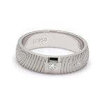 Load image into Gallery viewer, Customized Fingerprint Engraved Platinum Rings with Diamonds for Couples
