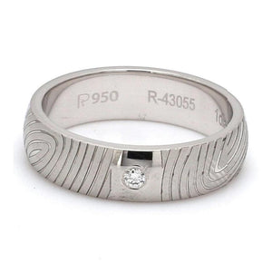 Customized Fingerprint Engraved Platinum Rings with Diamonds for Couples