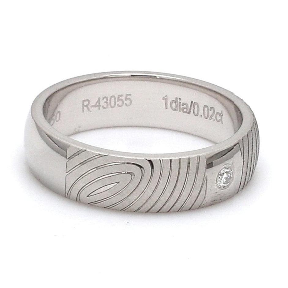 Customized Fingerprint Engraved Platinum Rings with Diamonds for Couples