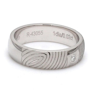 Customized Fingerprint Engraved Platinum Rings with Diamonds for Couples