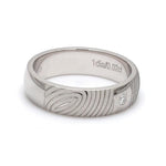 Load image into Gallery viewer, Customized Fingerprint Engraved Platinum Rings with Diamonds for Couples
