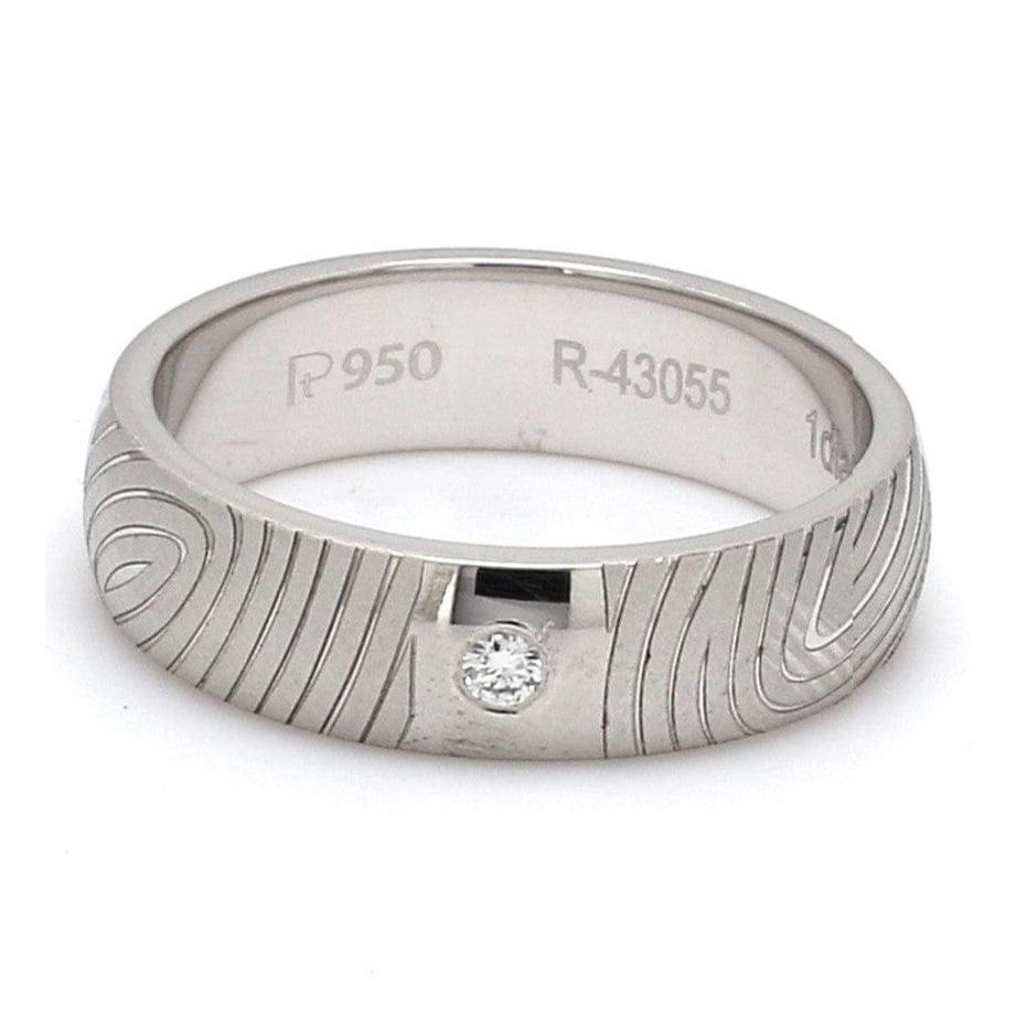 Customized Fingerprint Engraved Platinum Rings with Diamonds for Couples