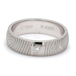 Load image into Gallery viewer, Customized Fingerprint Engraved Platinum Rings with Diamonds for Couples
