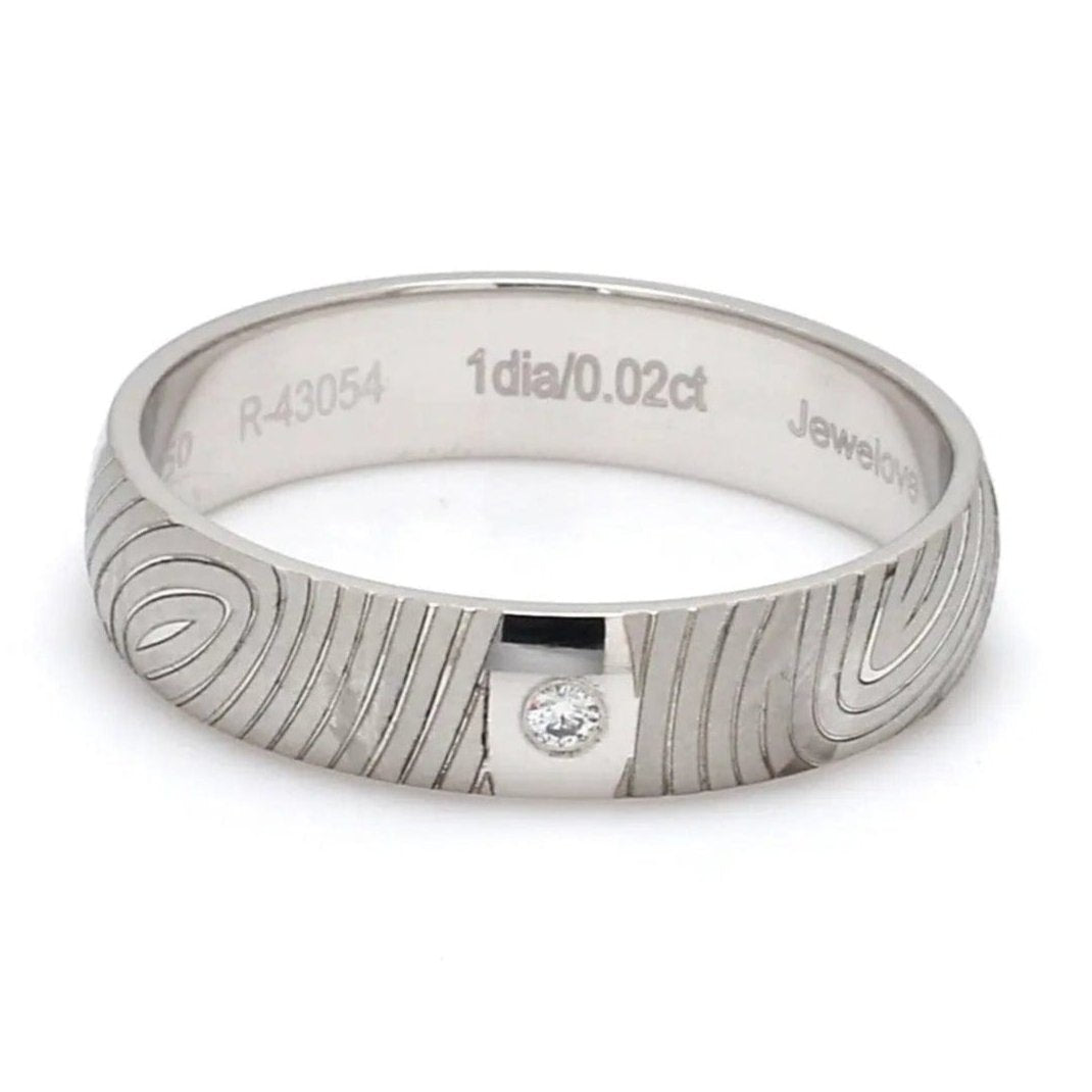 Customized Fingerprint Engraved Platinum Rings with Diamonds for Couples