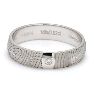 Customized Fingerprint Engraved Platinum Rings with Diamonds for Couples