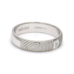Load image into Gallery viewer, Customized Fingerprint Engraved Platinum Rings with Diamonds for Couples
