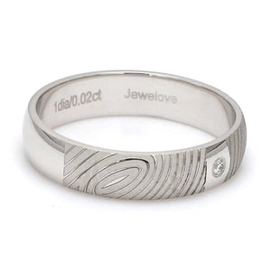 Customized Fingerprint Engraved Platinum Rings with Diamonds for Couples