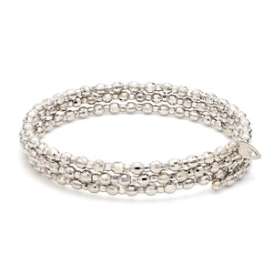 Dazzling Shiny 3-row Japanese Platinum Bracelet for Women with Diamond Cut Balls JL PTB 721