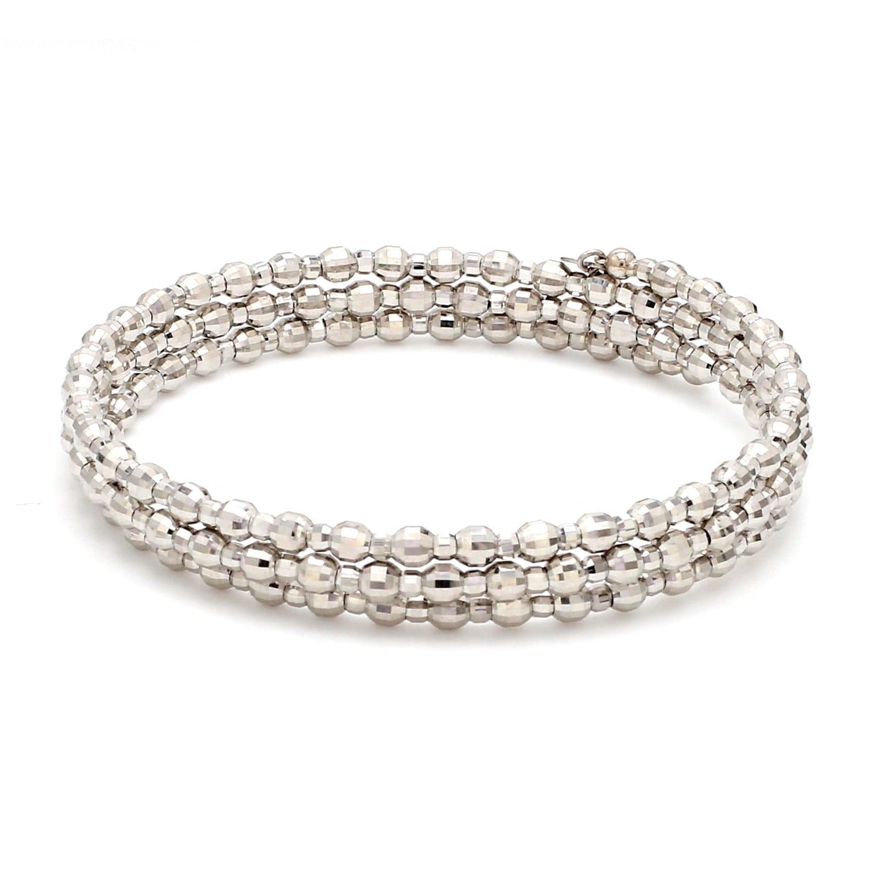 Dazzling Shiny 3-row Japanese Platinum Bracelet for Women with Diamond Cut Balls JL PTB 721