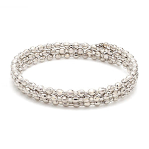 Dazzling Shiny 3-row Japanese Platinum Bracelet for Women with Diamond Cut Balls JL PTB 721