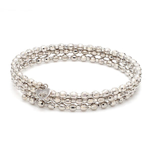 Dazzling Shiny 3-row Japanese Platinum Bracelet for Women with Diamond Cut Balls JL PTB 721