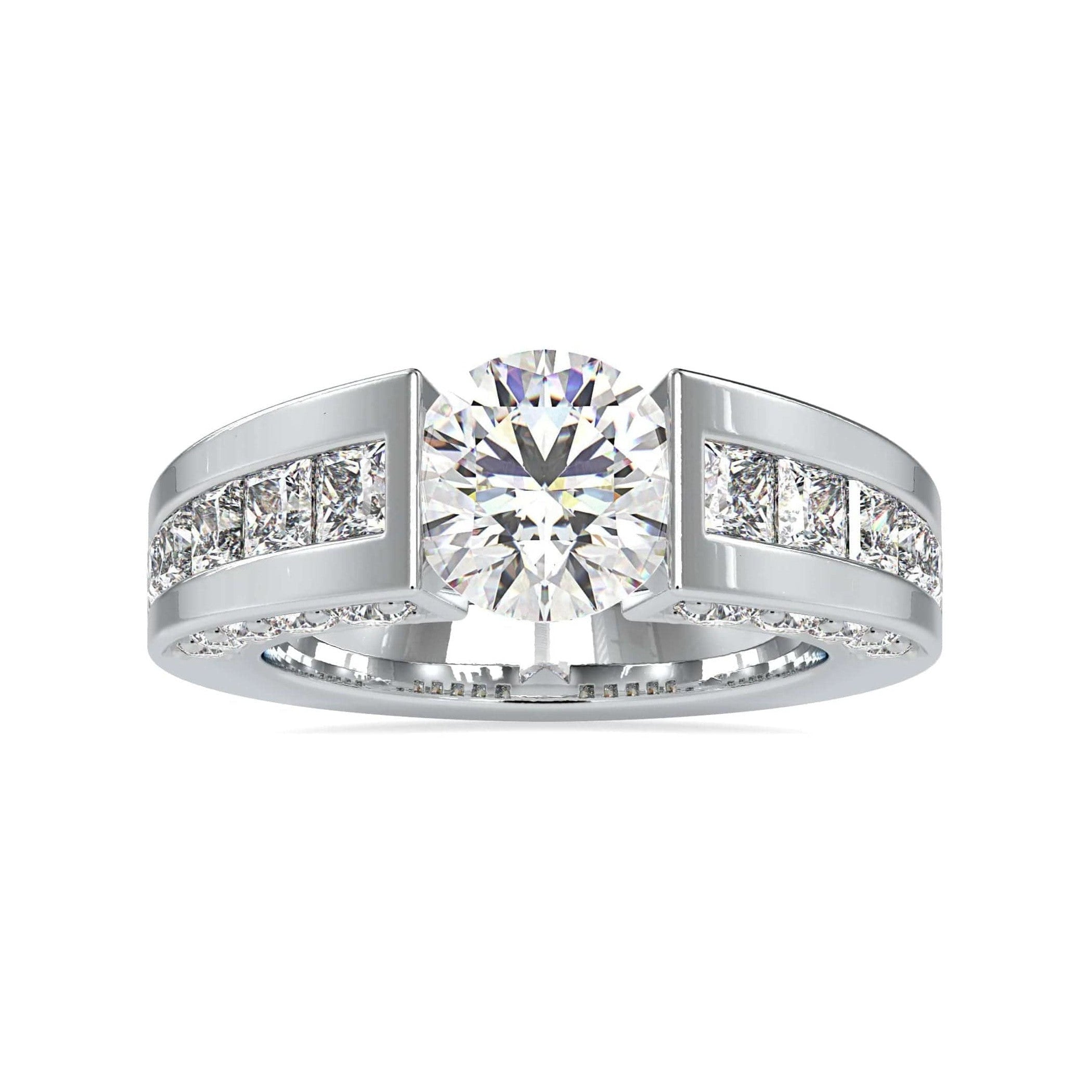 Designer 70-Pointer Solitaire with Princess Cut & Round Brilliant Cut Diamond Ring JL PT 0109-A