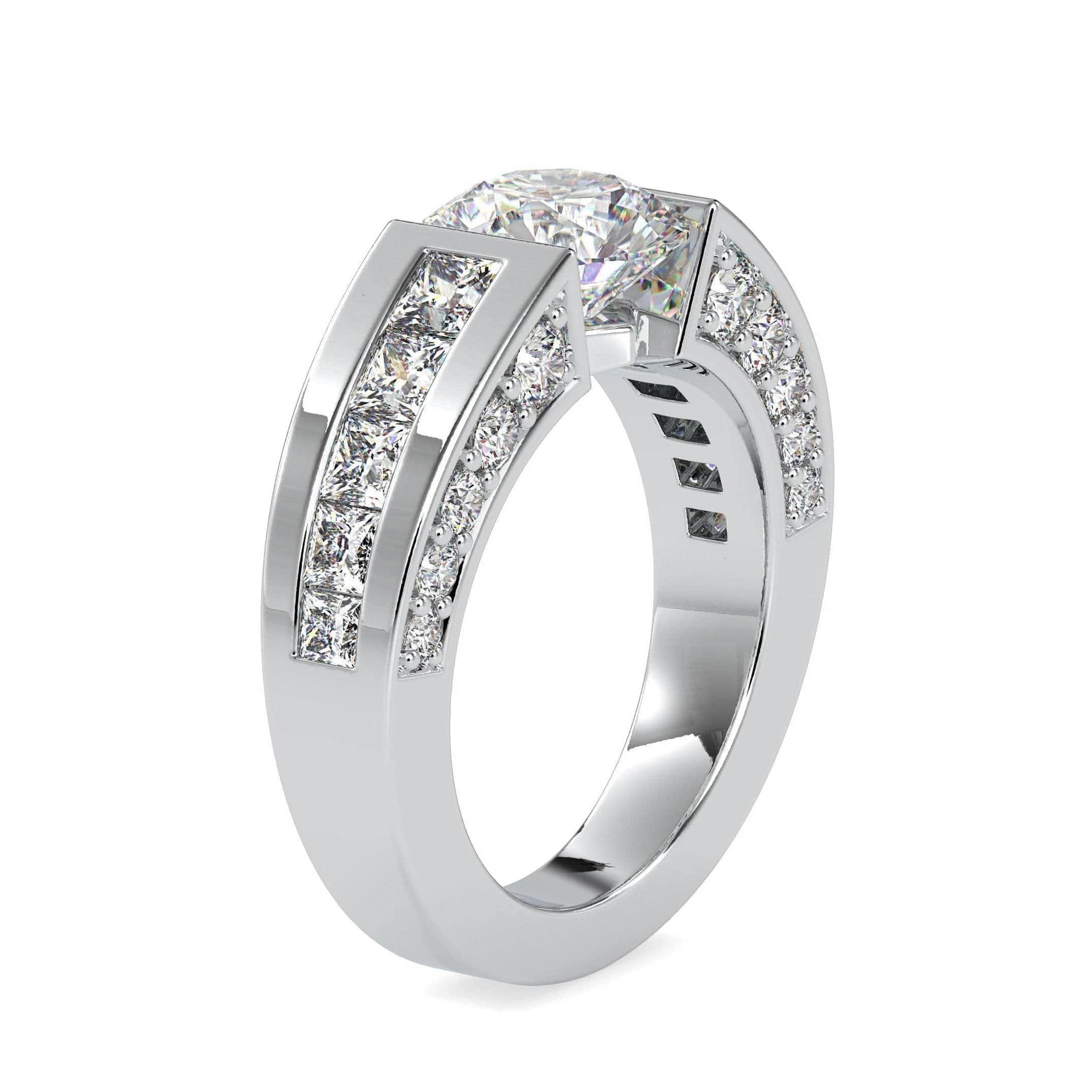 Designer 1-Carat Solitaire with Princess Cut & Round Brilliant Cut Diamond Ring JL PT 0109