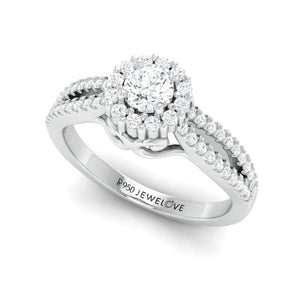 70-Pointer Lab Grown Solitaire Platinum Halo Ring with Split Shank JL PT LG G 976-A