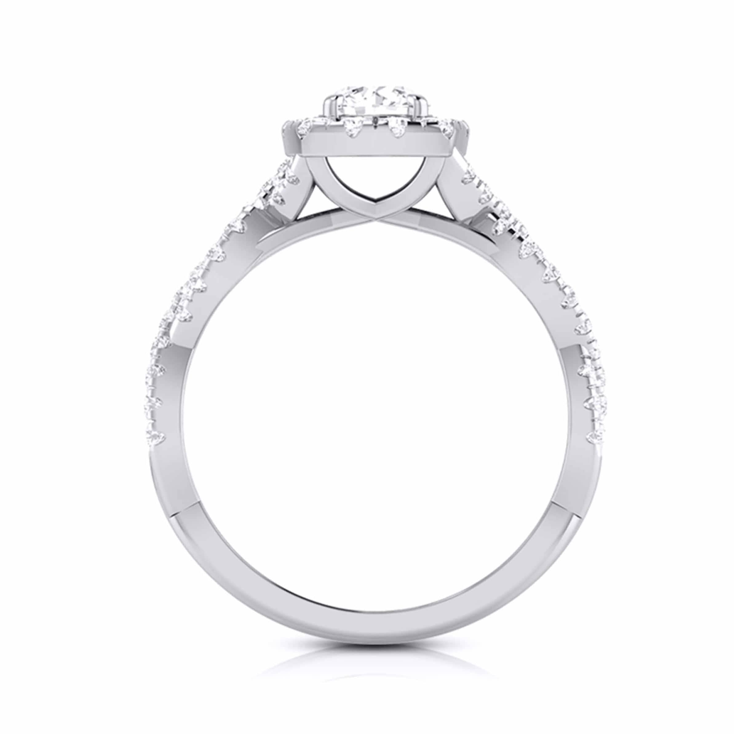 1-Carat Solitaire Halo Diamond Twisted Shank Engagement Ring for Women JL PT G 101-C   Jewelove.US