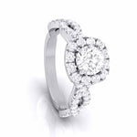 Load image into Gallery viewer, 30-Pointer Solitaire Halo Diamond Twisted Shank Engagement Ring for Women JL PT G 101   Jewelove.US
