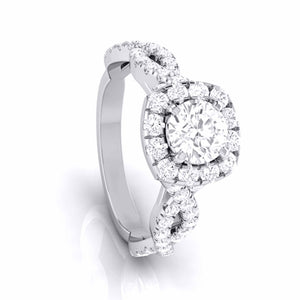 30-Pointer Solitaire Halo Diamond Twisted Shank Engagement Ring for Women JL PT G 101   Jewelove.US