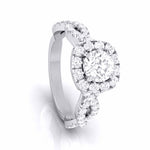 Load image into Gallery viewer, 70-Pointer Solitaire Halo Diamond Twisted Shank Engagement Ring for Women JL PT G 101-B   Jewelove.US
