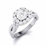 Load image into Gallery viewer, 30-Pointer Solitaire Halo Diamond Twisted Shank Engagement Ring for Women JL PT G 101   Jewelove.US
