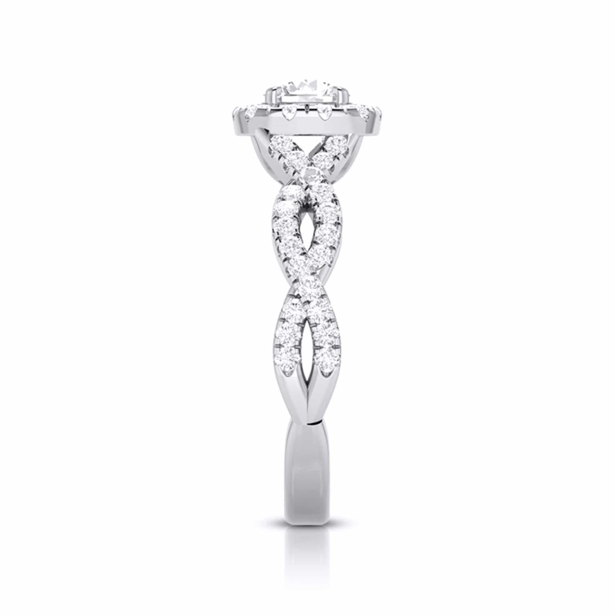 1-Carat Solitaire Halo Diamond Twisted Shank Engagement Ring for Women JL PT G 101-C   Jewelove.US