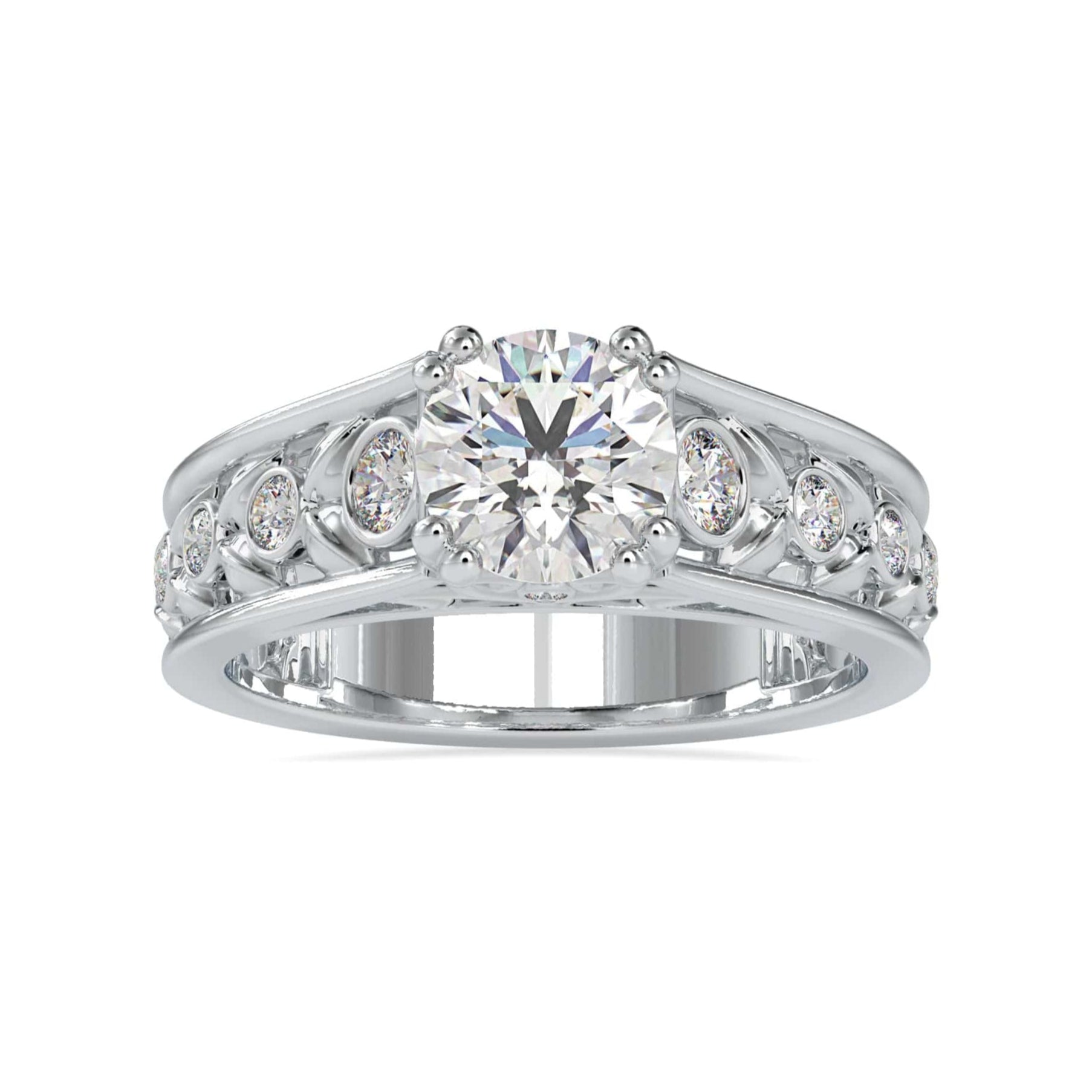 1-Carat Solitaire Diamond Shank Engagement Ring JL PT 0049-C
