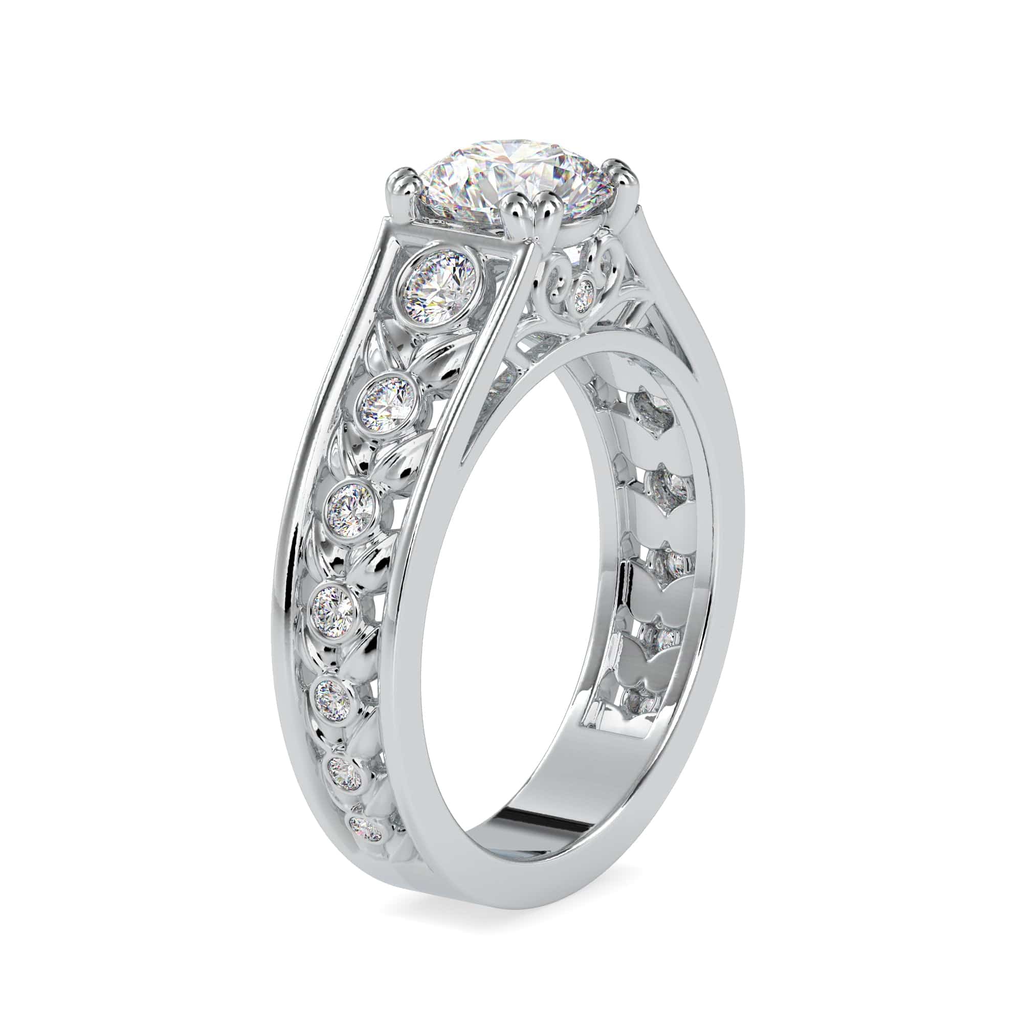 1-Carat Solitaire Diamond Shank Engagement Ring JL PT 0049-C