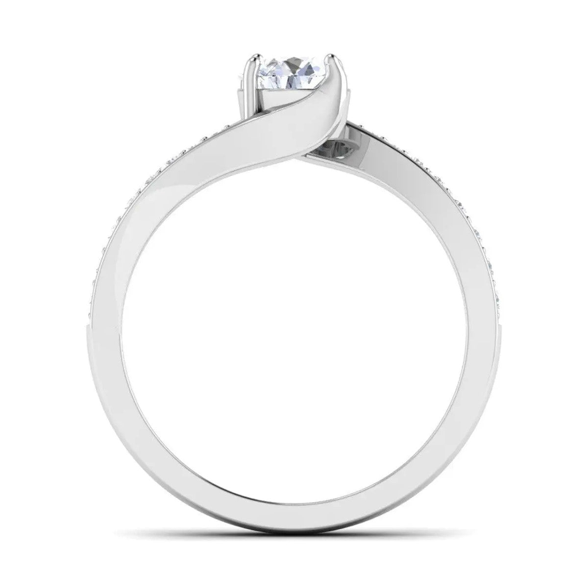 2-Carat Lab Grown Solitaire Curvy Platinum Engagement Ring for Women JL PT LG 480-B