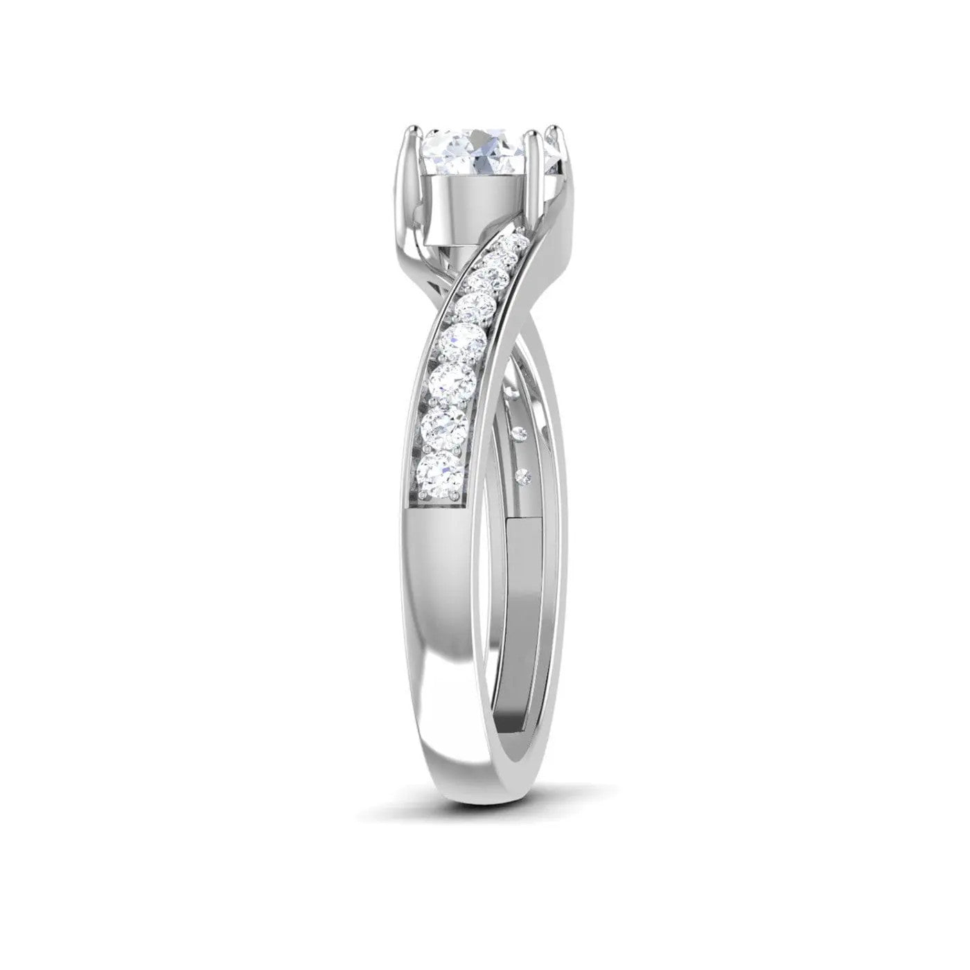1.50-Carat Lab Grown Solitaire Curvy Platinum Engagement Ring for Women JL PT LG 480-A